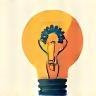 Illustration of a lightbulb with gear inside
